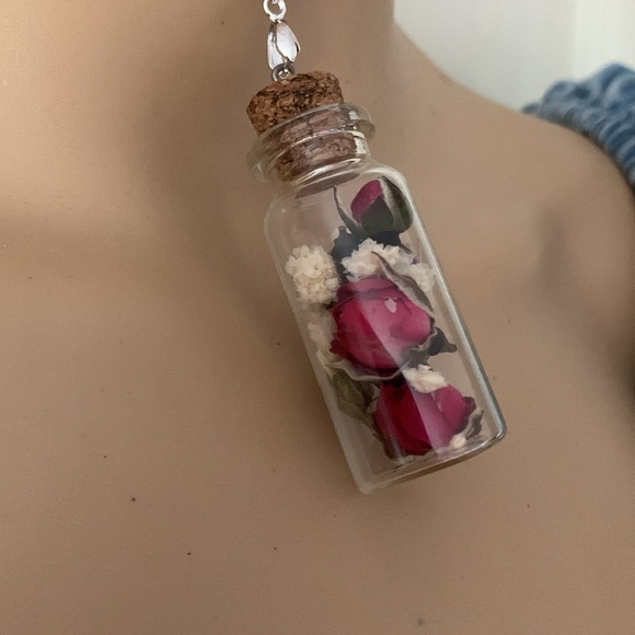 Genuine leather flower choker necklace OOAK - Picture 7 of 11